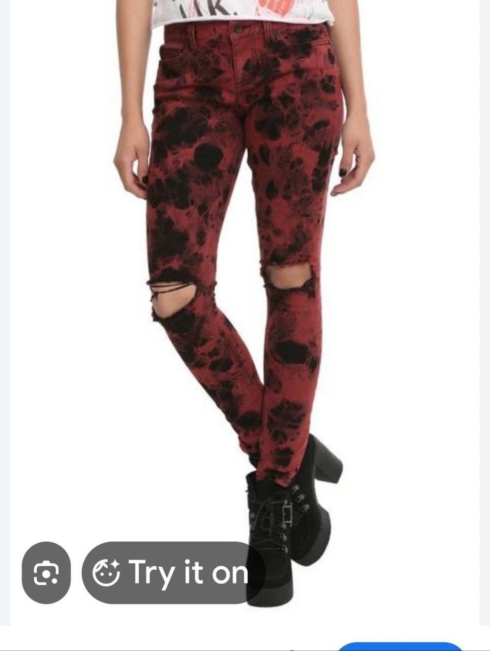 Hot Topic Black and Rust Tie-Dye Skinny Jeans